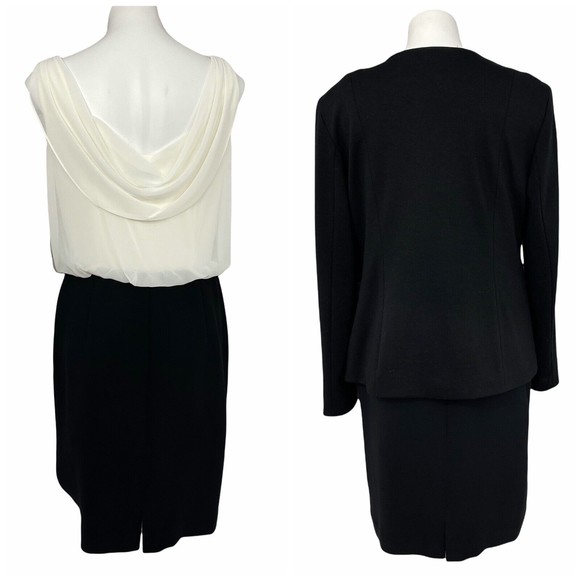 Evan Picone Womens Dress Blazer Combo Size 12 Rhinestone Chiffon Black Lot of 2 - Picture 2 of 12